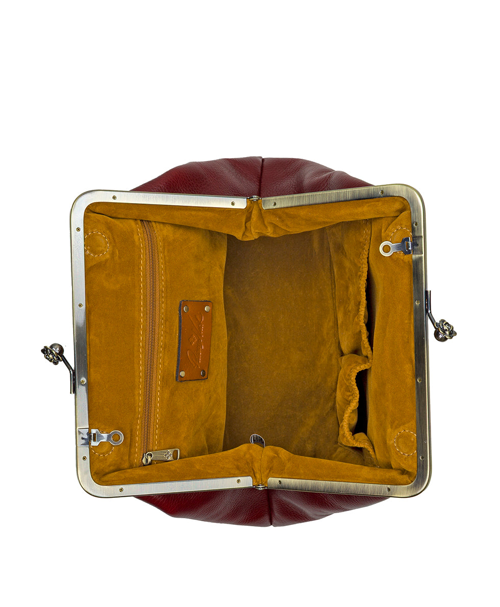 Female - Sofia Frame Bag - Rugged Natural Grain Leather - black - by Patricia Nash - View 4 of 25