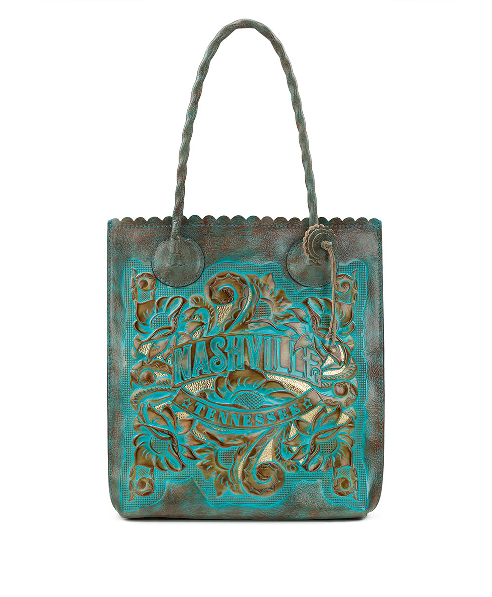 Cavo Tote Destination Burnished Tooled Cutout