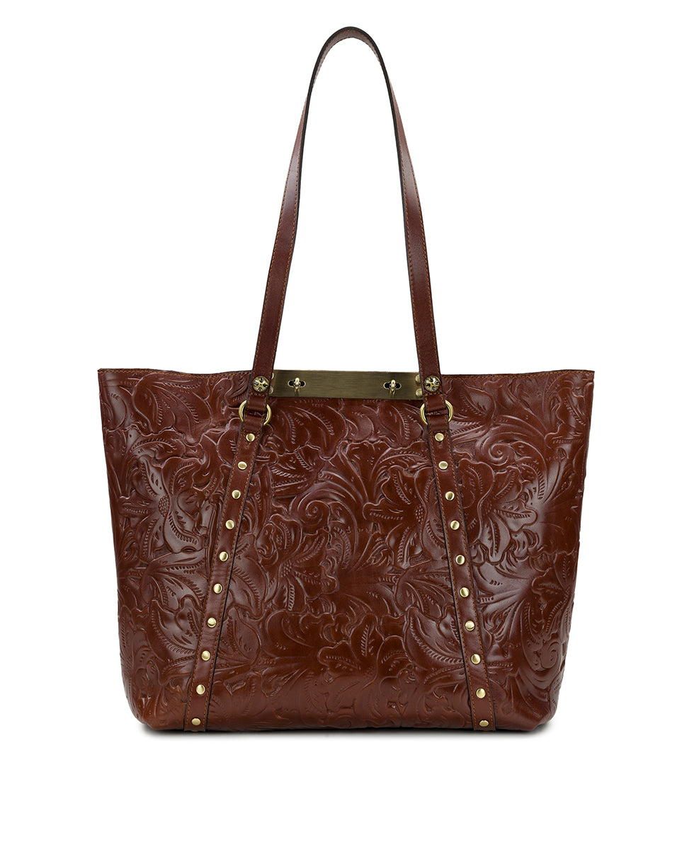 Female - Benvenuto Tote - Vintage Vegetable Tanned Tooled - british tan - by Patricia Nash - View 1 of 5