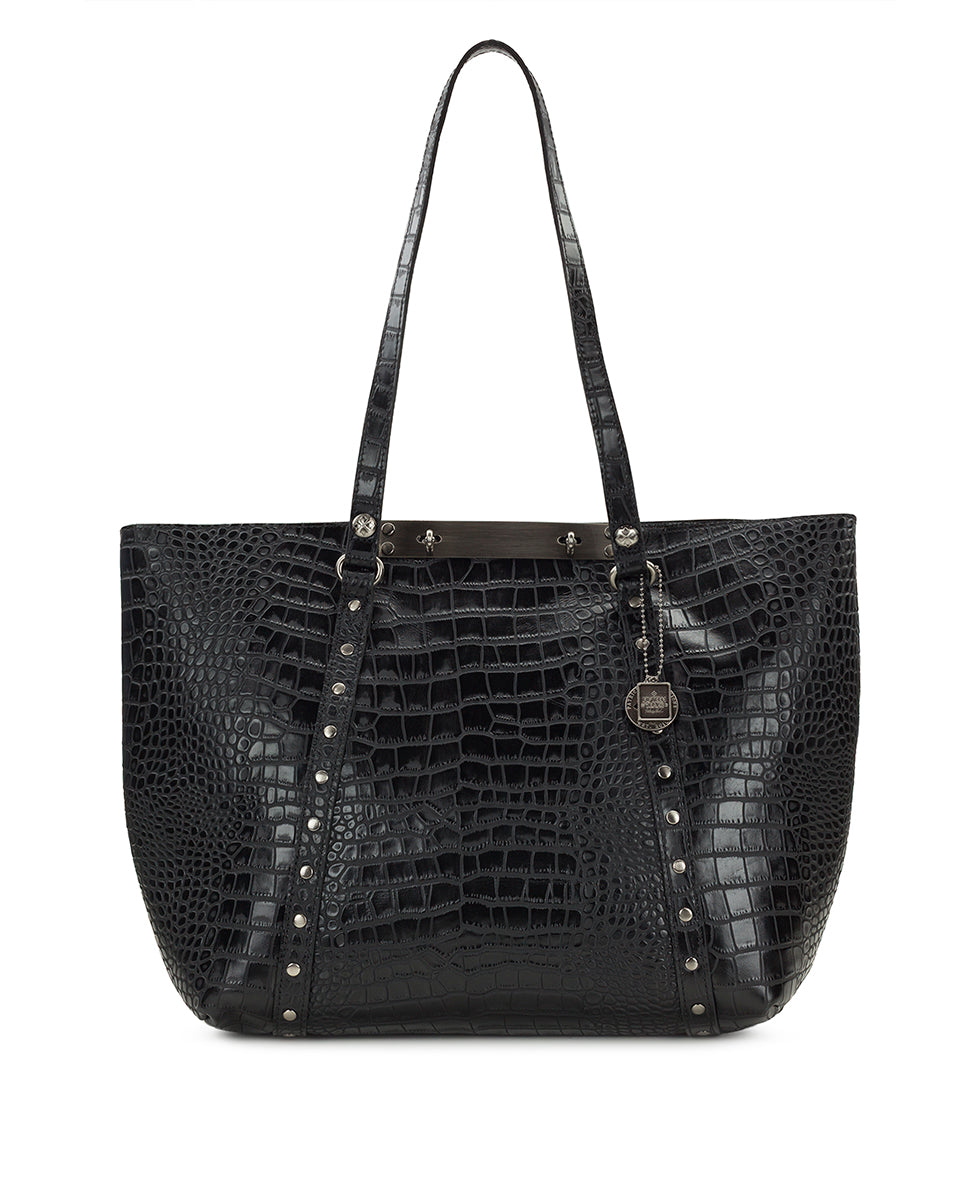 Female - Benvenuto Tote - Vintage Distressed Croc - black - by Patricia Nash - View 1 of 5
