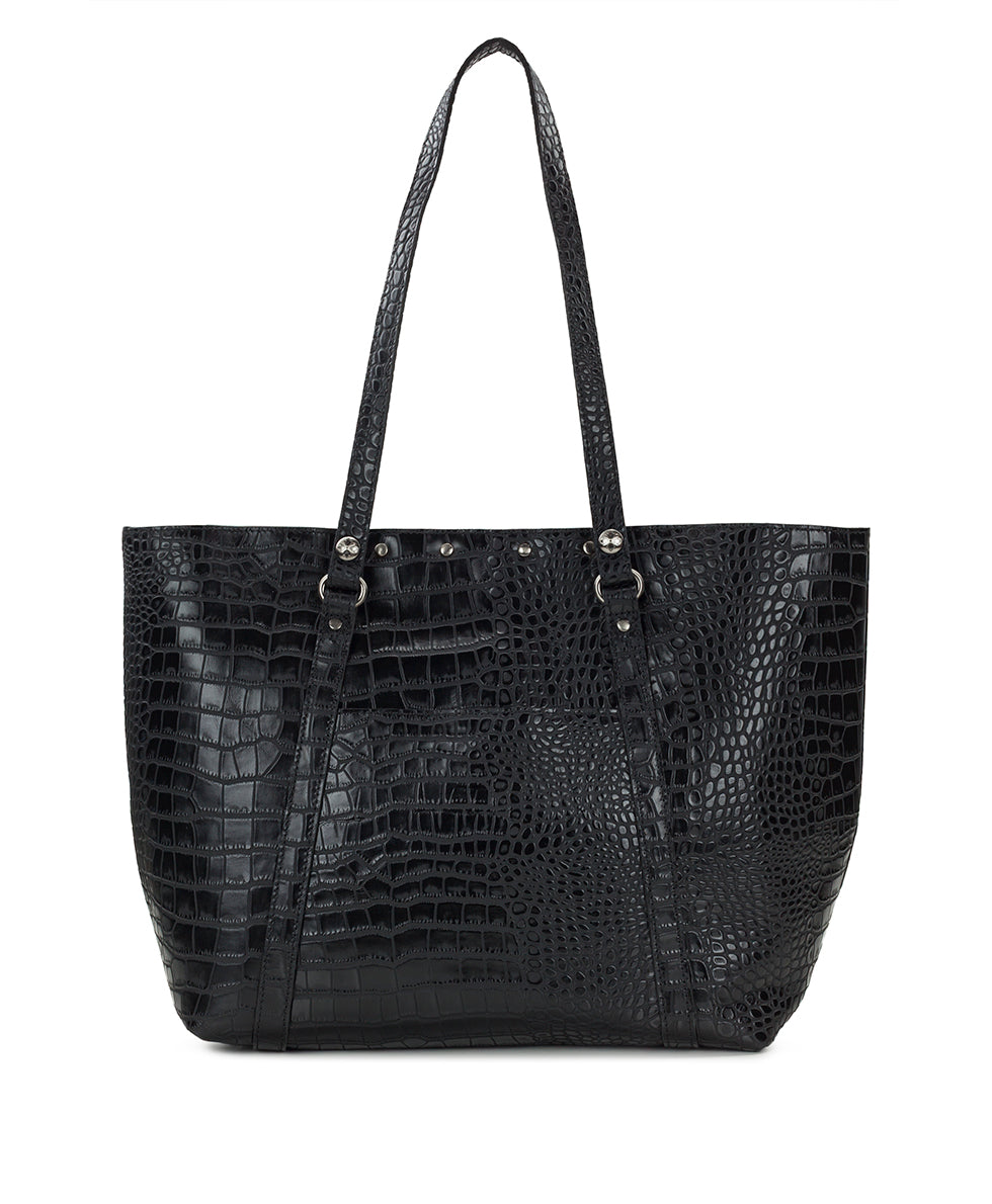 Female - Benvenuto Tote - Vintage Distressed Croc - black - by Patricia Nash - View 2 of 5