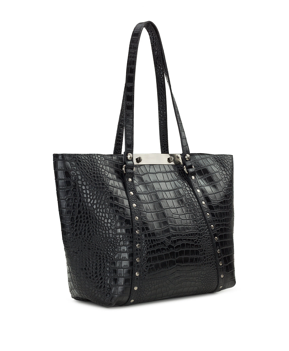 Female - Benvenuto Tote - Vintage Distressed Croc - black - by Patricia Nash - View 3 of 5