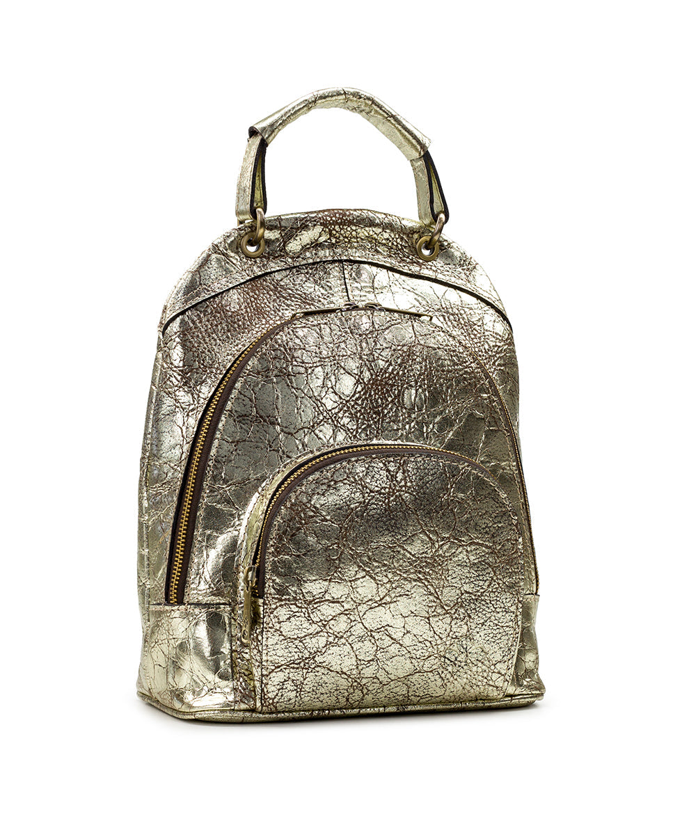 Alencon Backpack Distressed Metallic Leather Patricia Nash