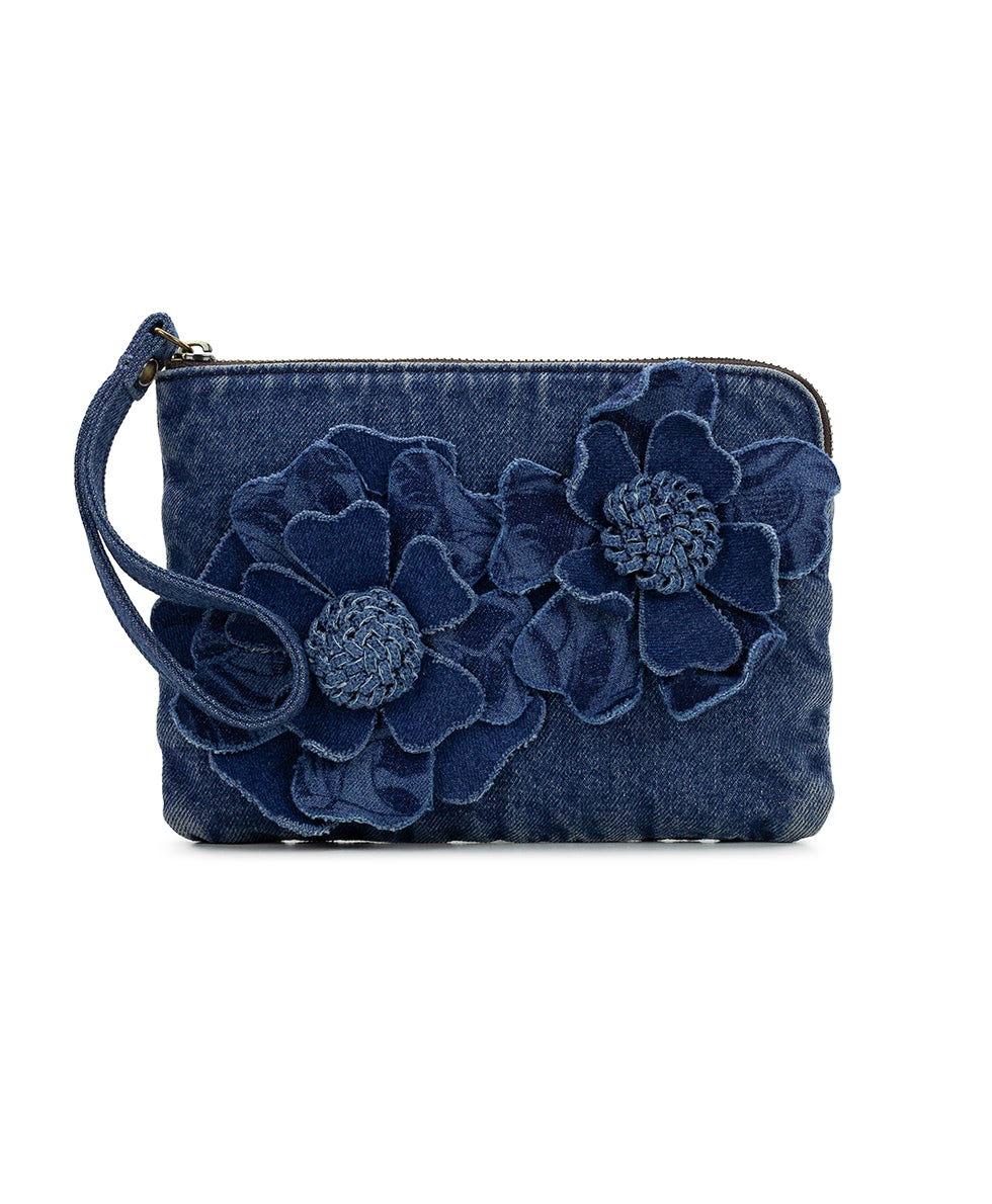 Cassini Wristlet - Floral Applique Denim – Patricia Nash