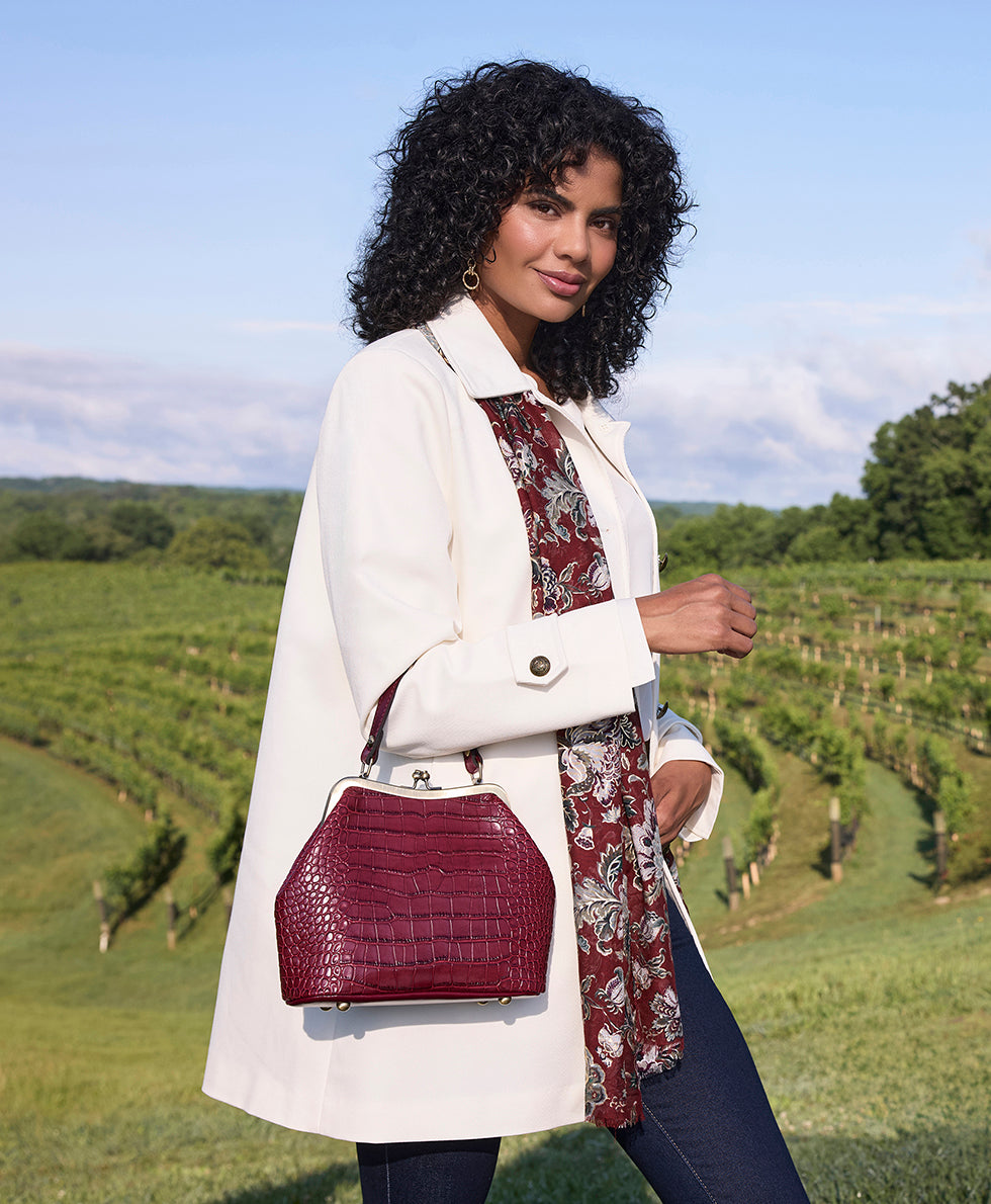 Female - Laureana Frame - Vintage Distressed Croc - oxblood - by Patricia Nash - View 4 of 5