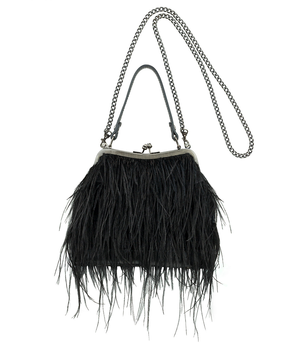 Shops Black feather like style purse