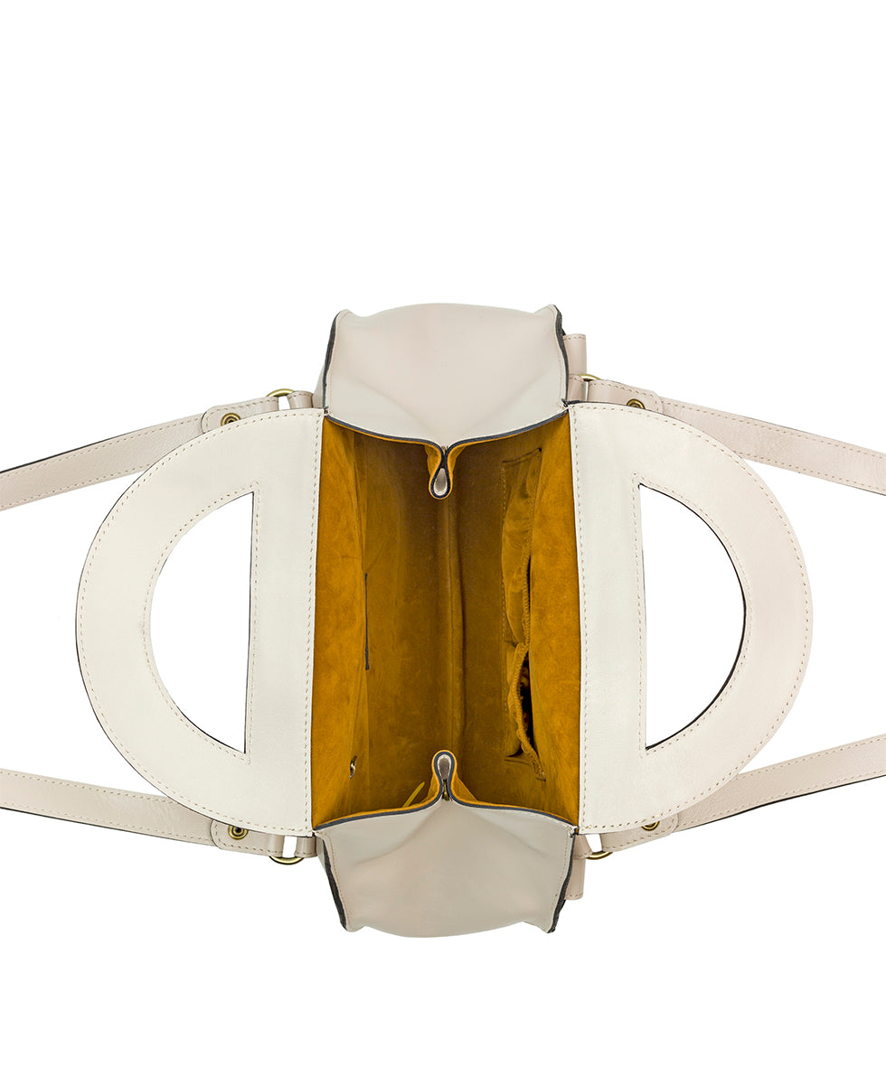Female - Milania Satchel - Vintage Distressed Leather - chalk white - by Patricia Nash - View 6 of 16