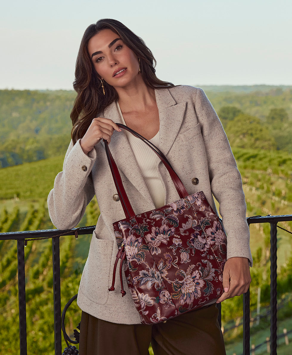 Female - Everton Tote - European Floral Tapestry - european floral tapestry - by Patricia Nash - View 4 of 5