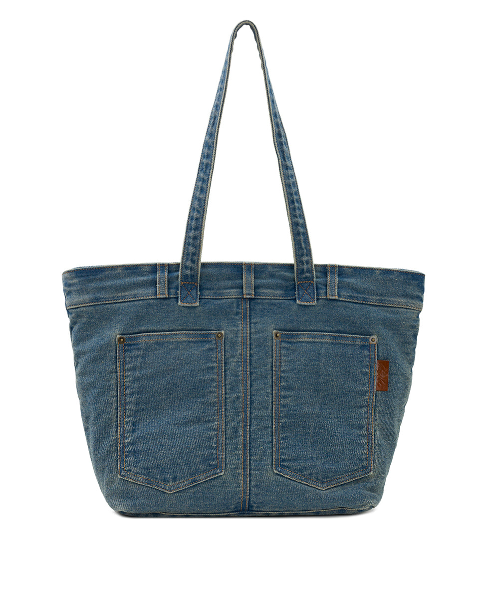 Ashwell Tote - Apricot Blossoms Denim Embroidery – Patricia Nash