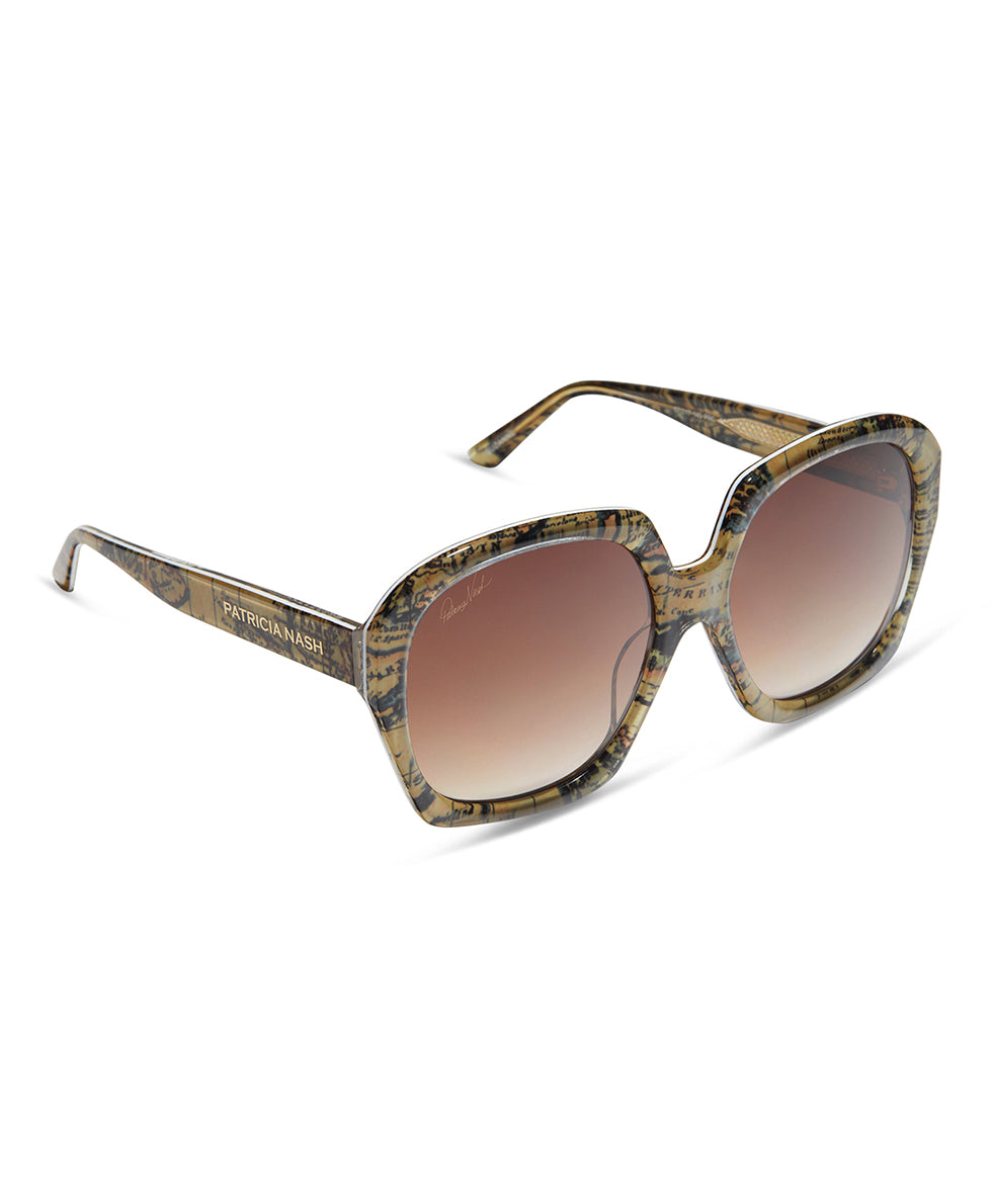 Suzanne Sunglasses - European Map Print – Patricia Nash display picture 1