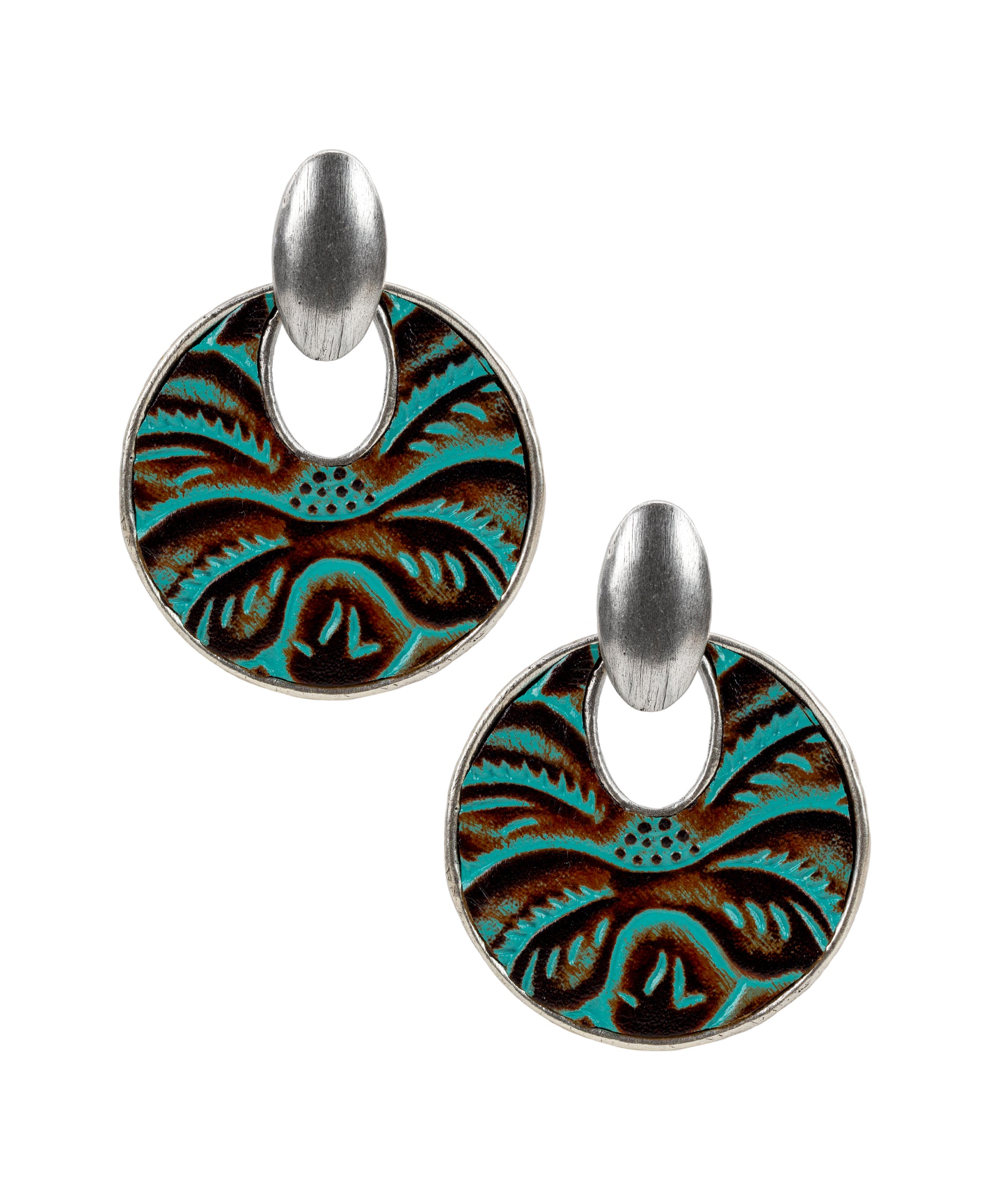 Simone Doorknocker Earrings Tooled Turquoise Patricia Nash