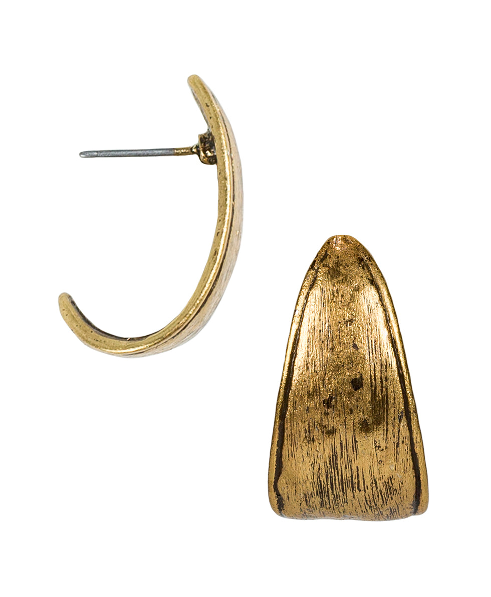 J Hoop Hammered Earrings - Basics Collection - antique gold - by Patricia Nash - View 1 of 6