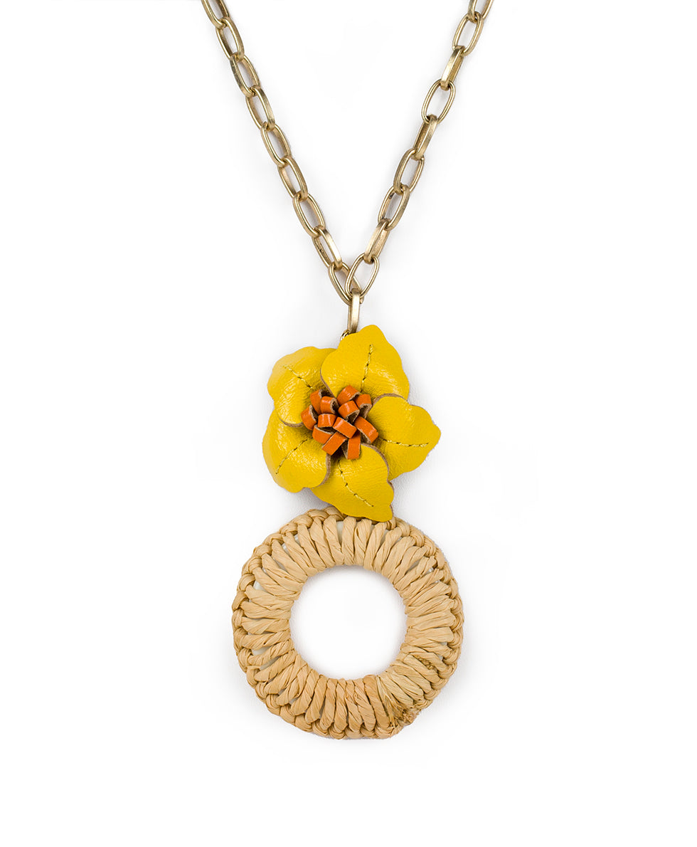Valentina Flower Pendant Necklace - Rattan - rattan - by Patricia Nash - View 1 of 3