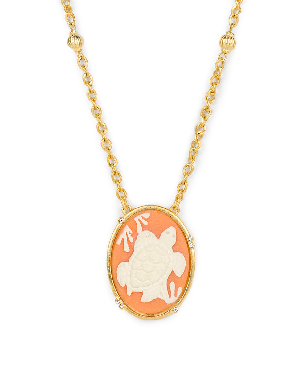 Turtle Pendant - Cameo Critters - egyptian gold - by Patricia Nash - View 1 of 3