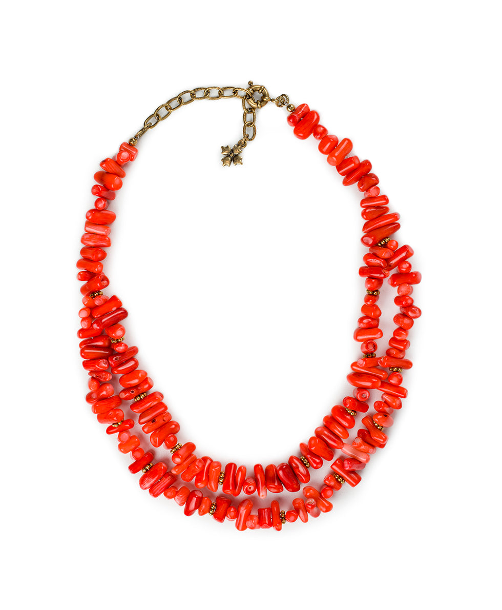 Natural red coral necklace – Vintage Bling