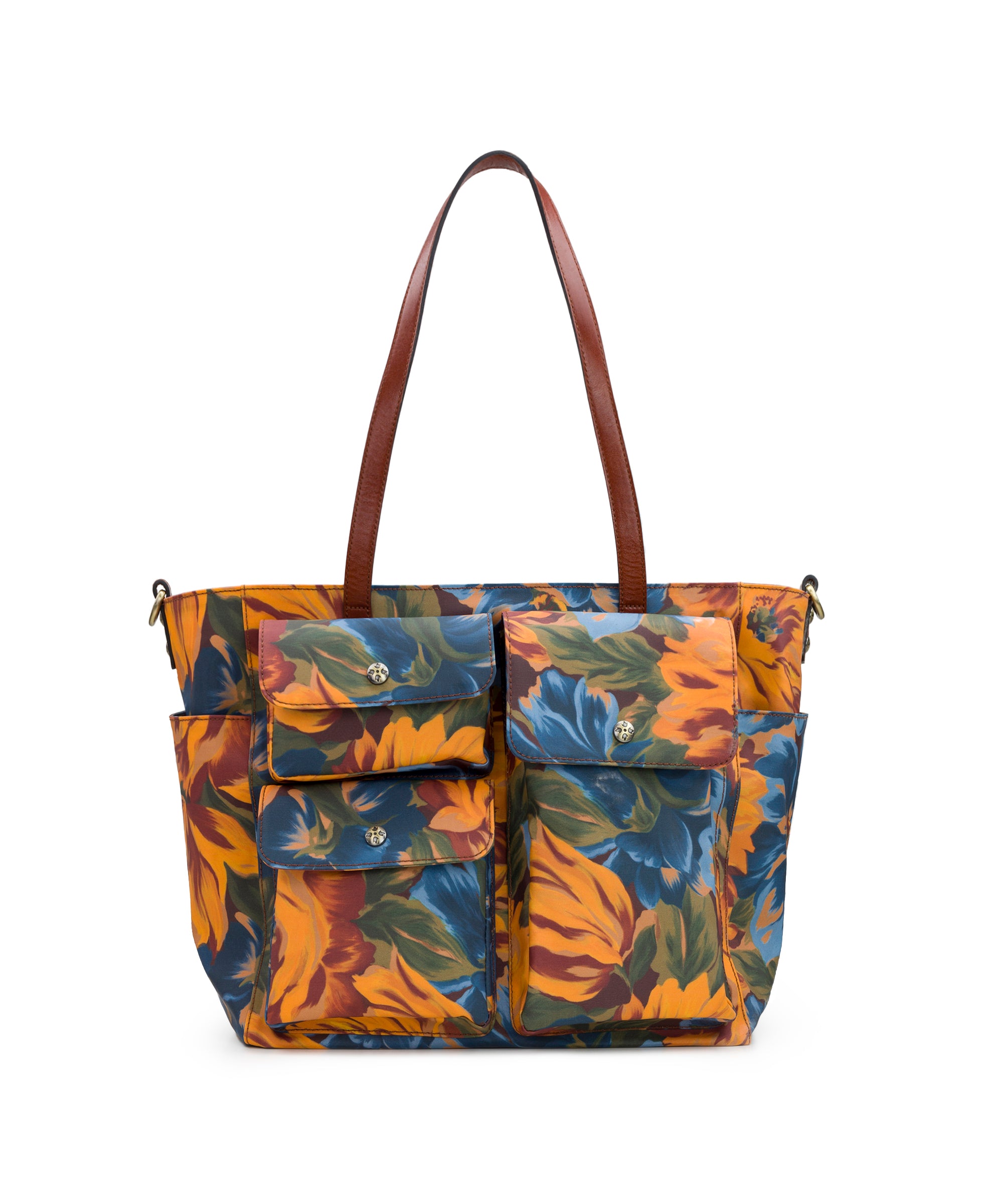 Sorlana Travel Tote Patina Coated Linen Canvas Marigold Harvest