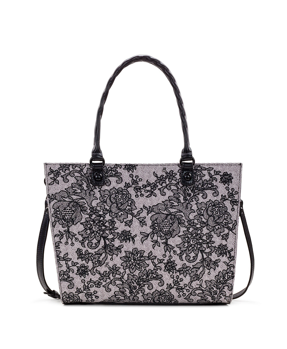 Buy the Patricia Nash Chantilly Lace Collection Crossbody Bag Black, White