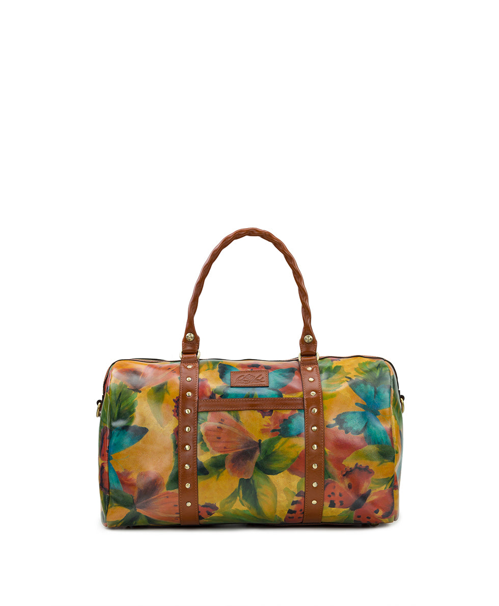 Milano Weekender Duffel Bag Watercolor Butterfly Leather