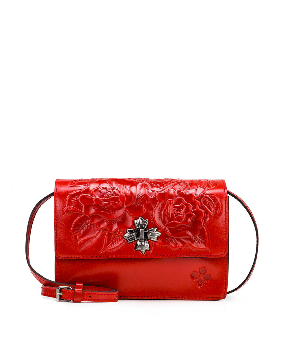 As Is Patricia Nash Rose Tooled Leather Avadia Box Bag