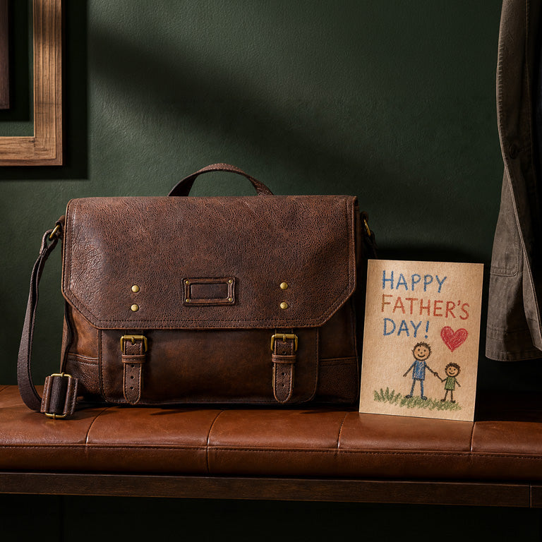 Brown Leather Messenger Bag with 