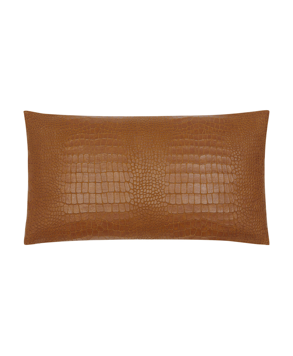 Croc Embossed Decorative Pillow - Faux Croc Leather Collection - green - by Patricia Nash - View 3 of 9