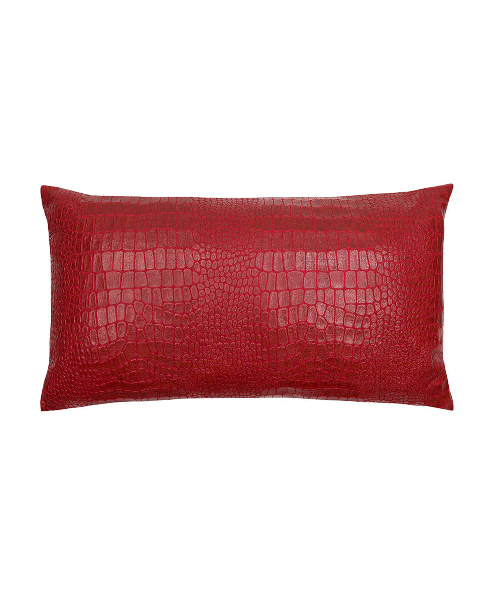 Croc Embossed Decorative Pillow - Faux Croc Leather Collection - green - by Patricia Nash - View 5 of 9