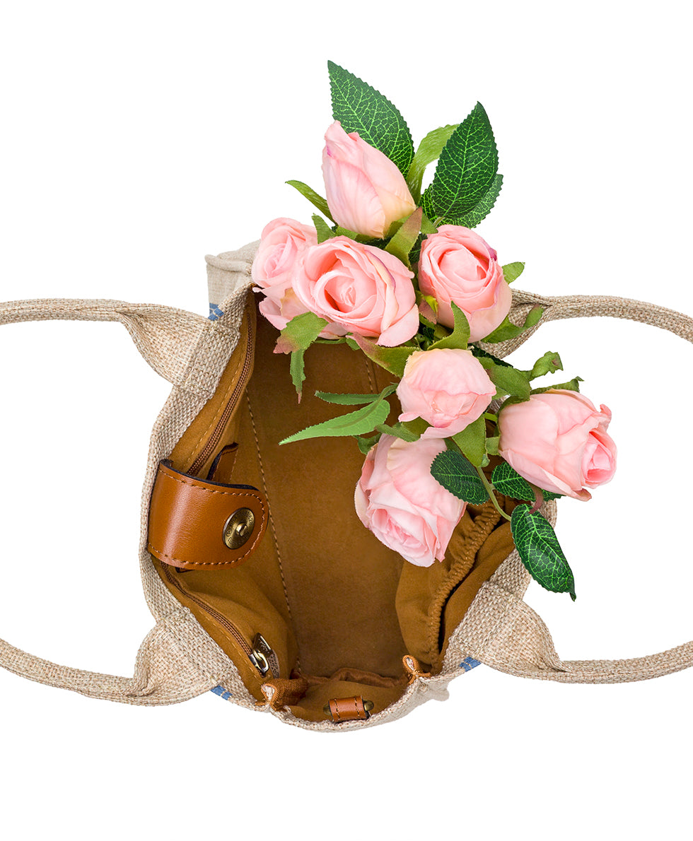 Female - Mini Parisian Market Tote Crossbody - Specialty Woven - natural - by Patricia Nash - View 6 of 12