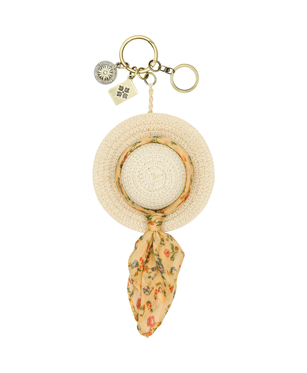 Female - Sun Hat Bag Charm - natural/fleur de jardin - by Patricia Nash - View 1 of 3