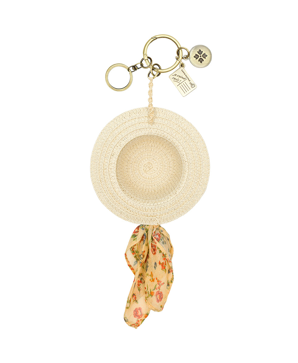 Female - Sun Hat Bag Charm - natural/fleur de jardin - by Patricia Nash - View 2 of 3