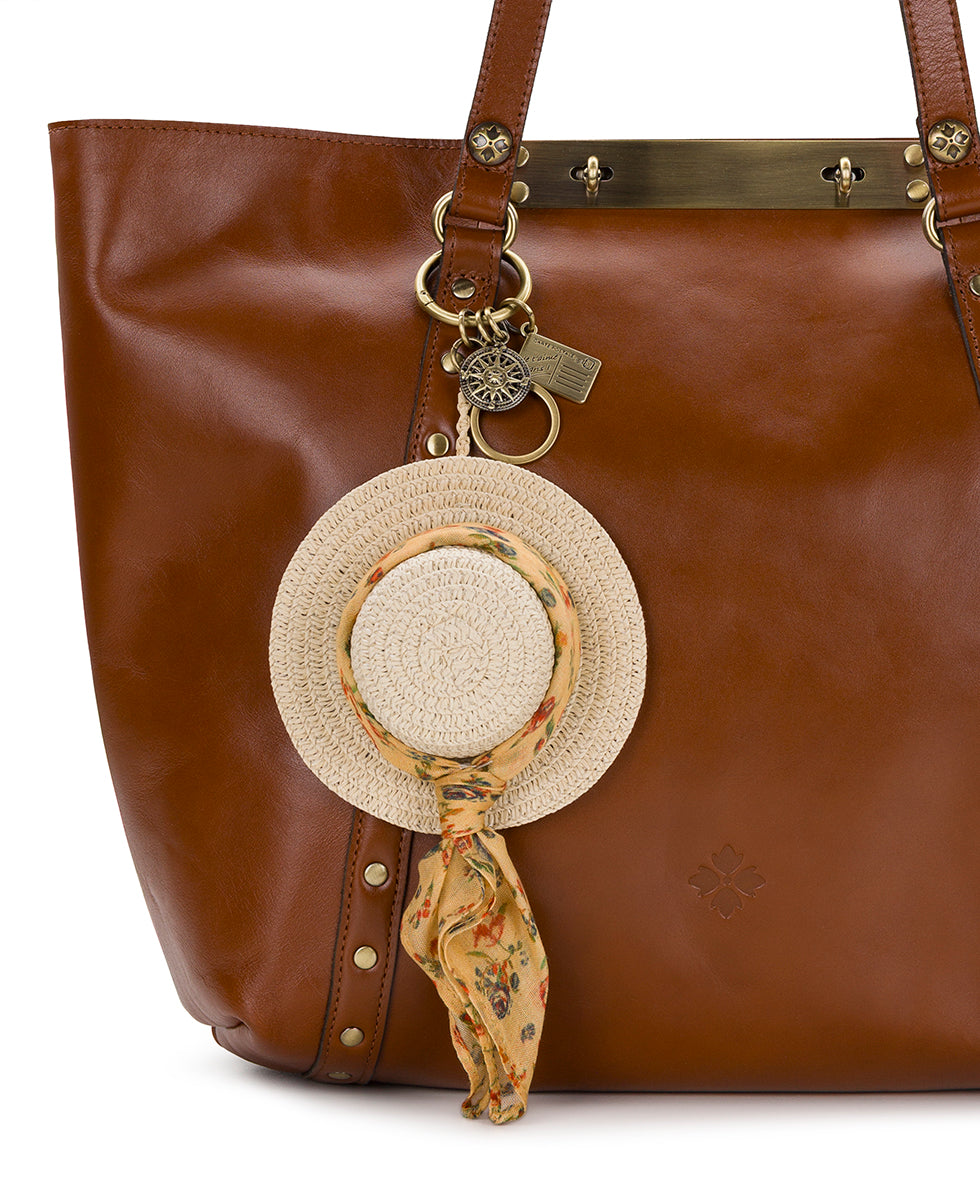 Female - Sun Hat Bag Charm - natural/fleur de jardin - by Patricia Nash - View 3 of 3