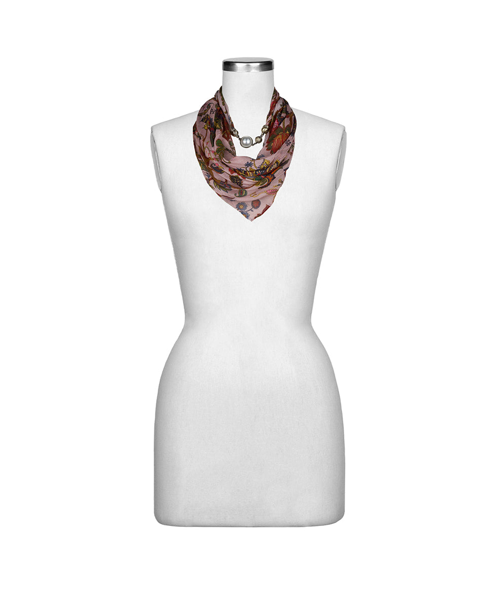 Female - Scarf Necklace | Danish Floral Tapestry  | Danish Floral Tapestry - danish floral tapestry - by Patricia Nash - View 4 of 4