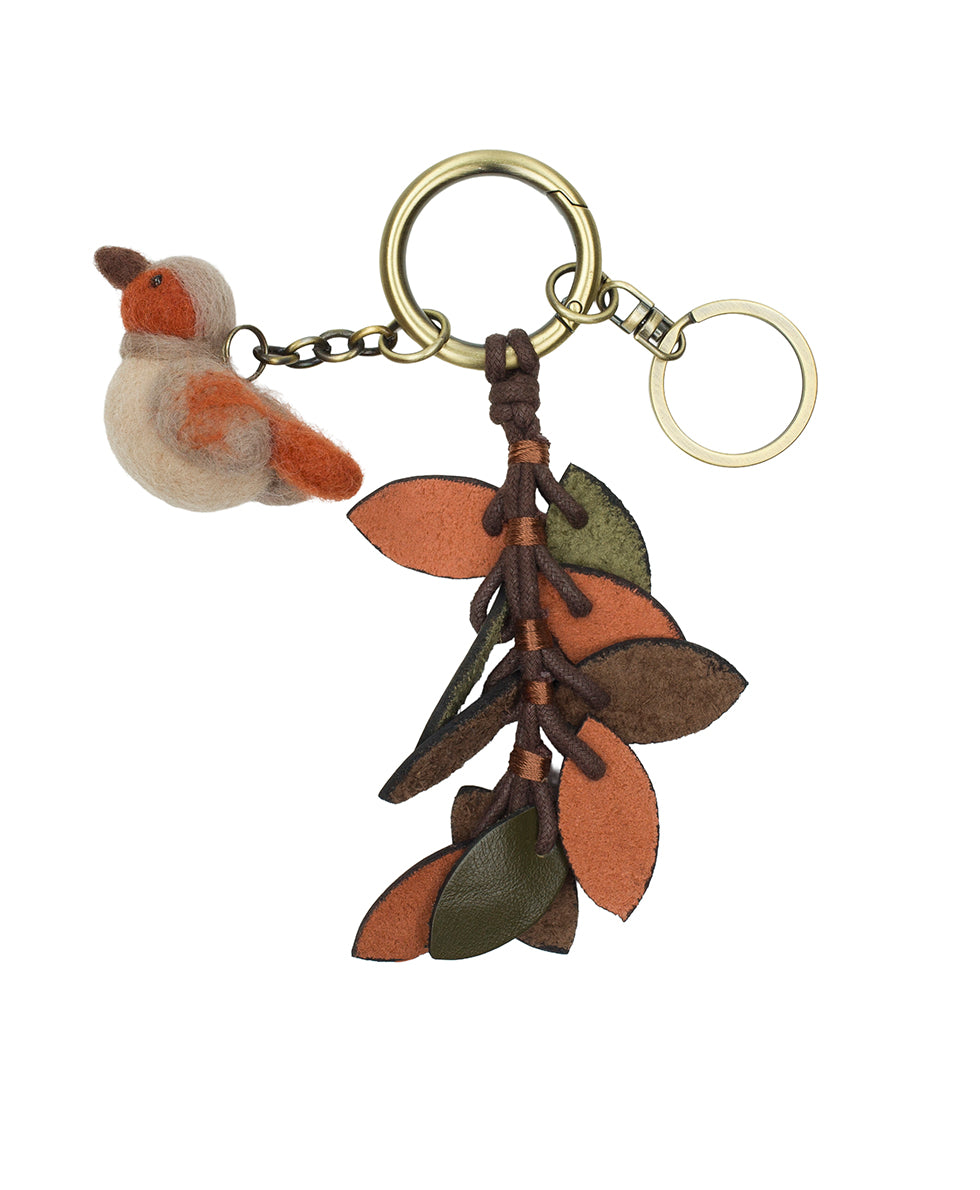 Female - Small Bird And Branch Bag Charm | Ochre - ochre - by Patricia Nash - View 2 of 3