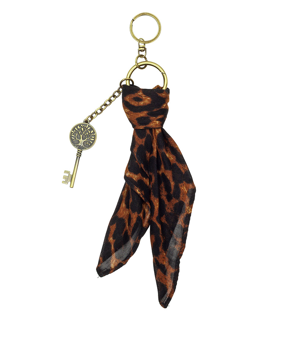 Female - Mini Scarf With Key Bag Charm | Exotics | Leopard - leopard - by Patricia Nash - View 1 of 3
