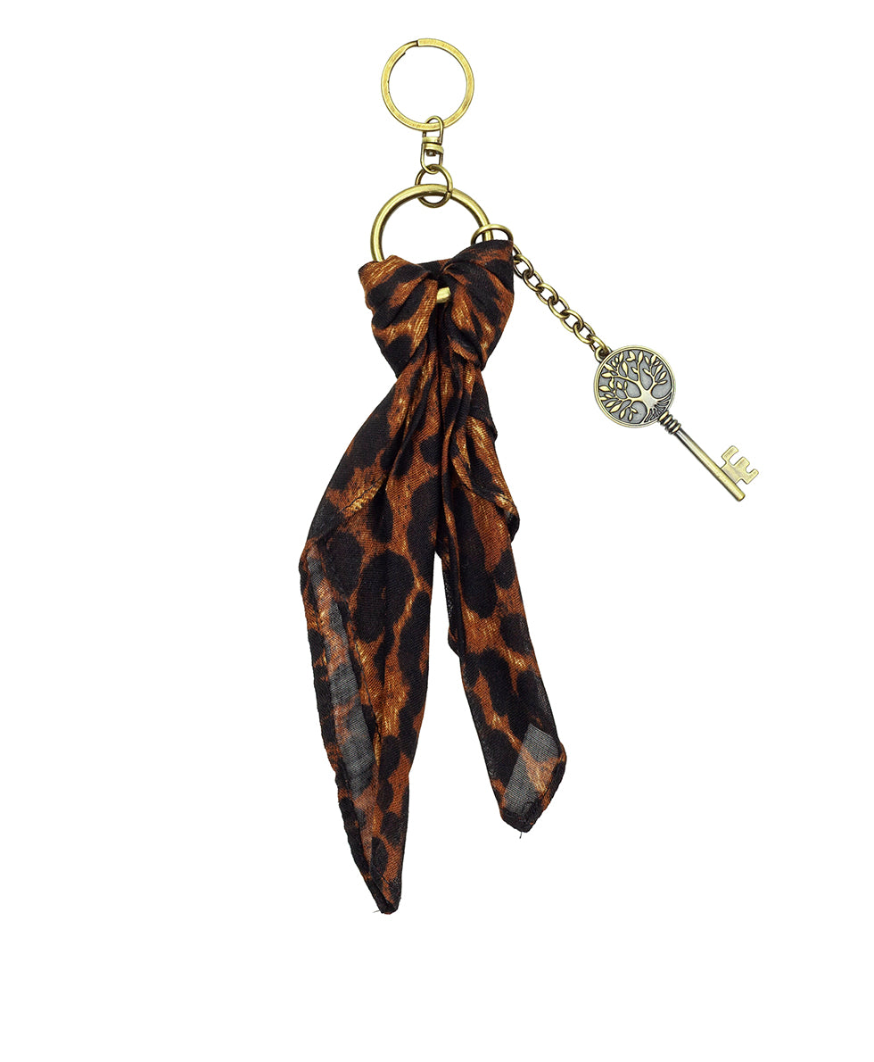 Female - Mini Scarf With Key Bag Charm | Exotics | Leopard - leopard - by Patricia Nash - View 2 of 3