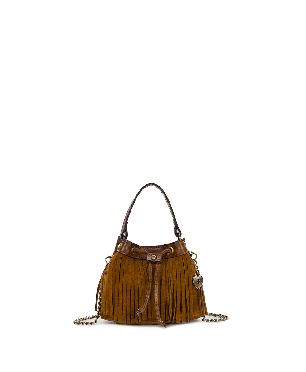 Female - Mini Elisa Chain Crossbody | Suede Leather | Cognac - cognac - by Patricia Nash - View 1 of 4