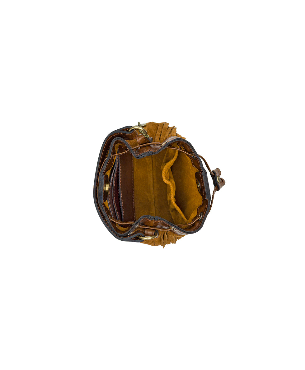 Female - Mini Elisa Chain Crossbody | Suede Leather | Cognac - cognac - by Patricia Nash - View 4 of 4