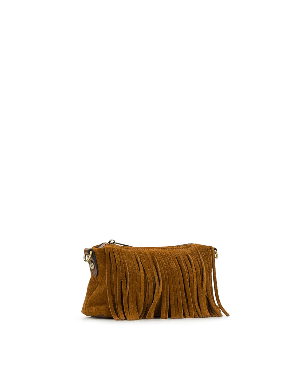 Female - Mini Kolena Chain Crossbody | Suede and Fringe | Cognac - cognac - by Patricia Nash - View 3 of 4