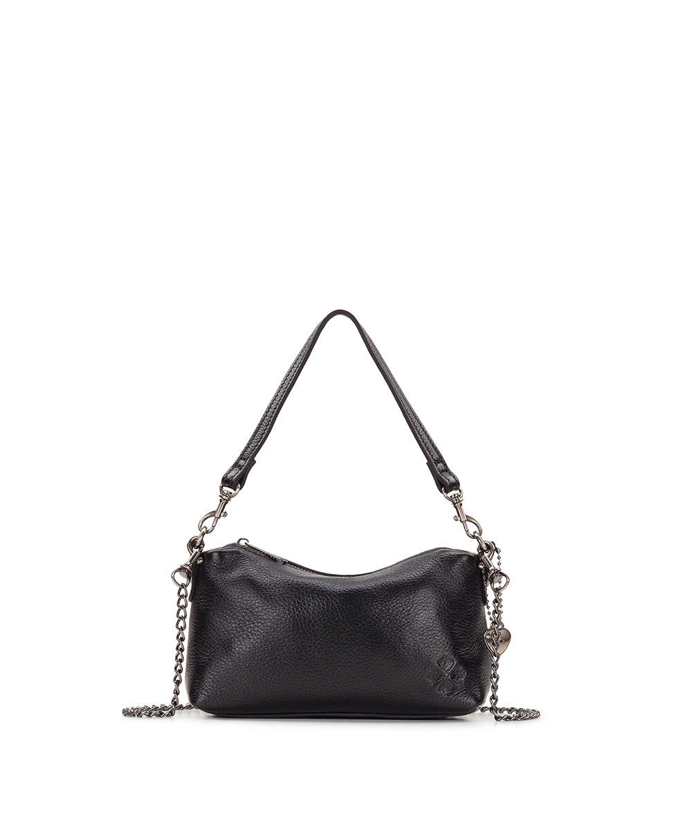 Female - Mini Kolena Chain Crossbody | Rugged Natural Grain | Black - black - by Patricia Nash - View 1 of 4