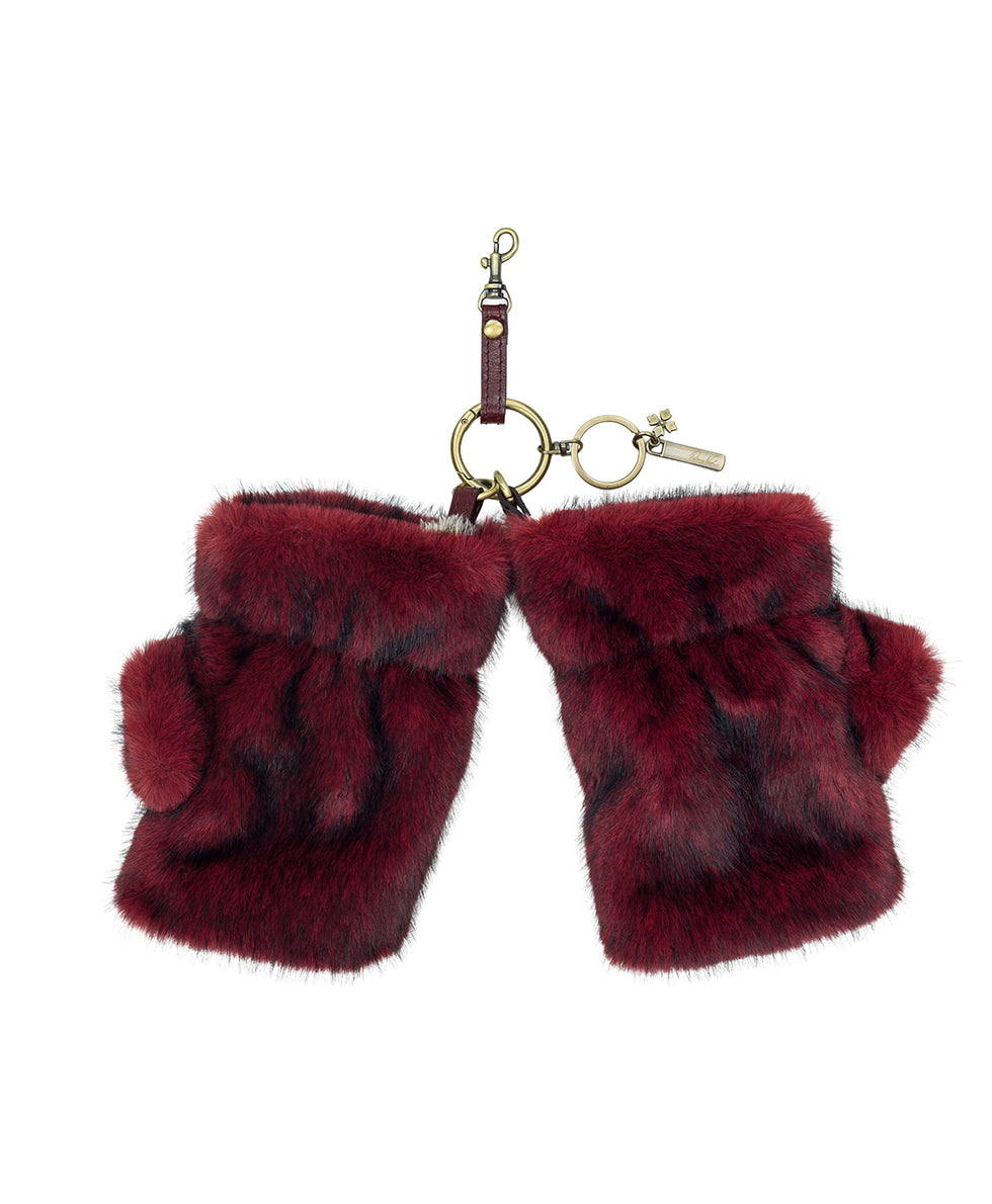 Female - Mitts Bag Charm | Faux Fur | Oxblood - oxblood - by Patricia Nash - View 1 of 3
