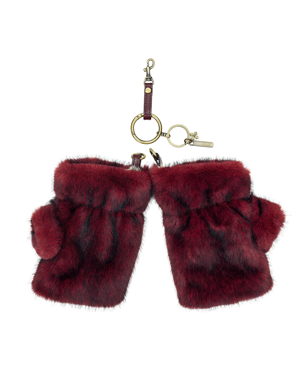Female - Mitts Bag Charm | Faux Fur | Oxblood - oxblood - by Patricia Nash - View 2 of 3