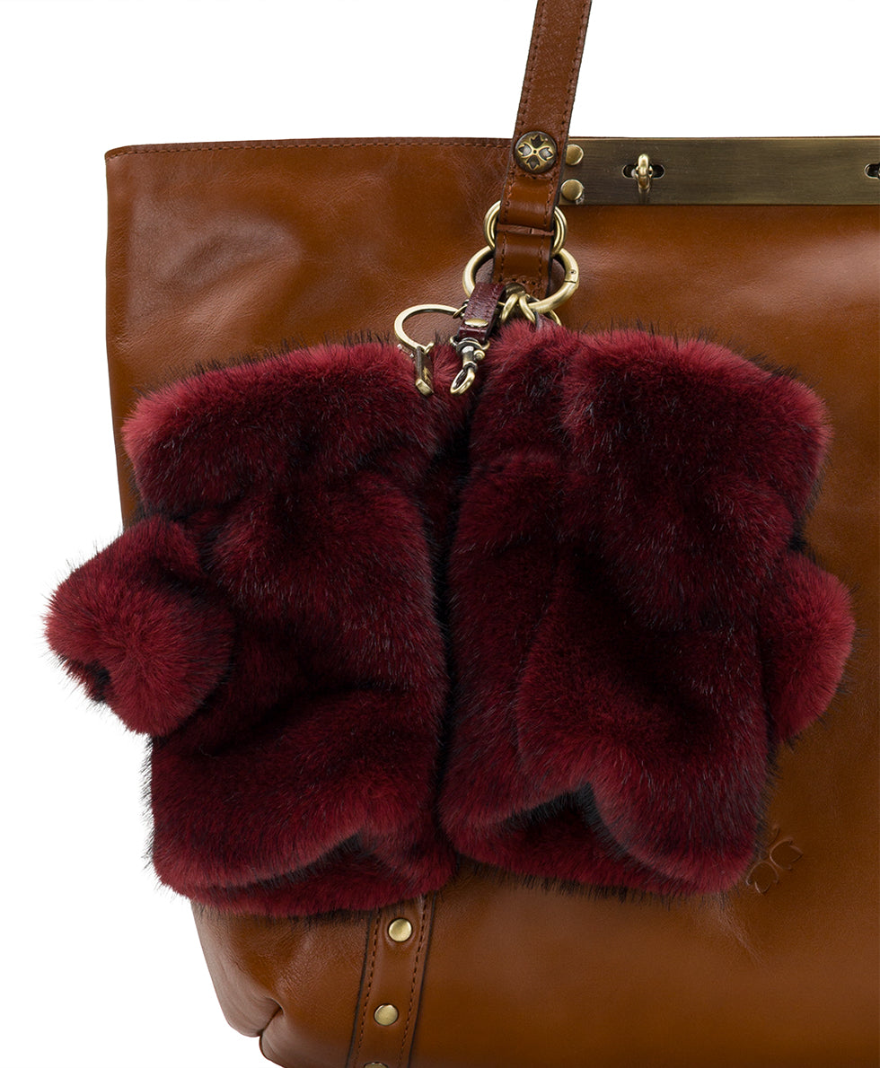 Female - Mitts Bag Charm | Faux Fur | Oxblood - oxblood - by Patricia Nash - View 3 of 3