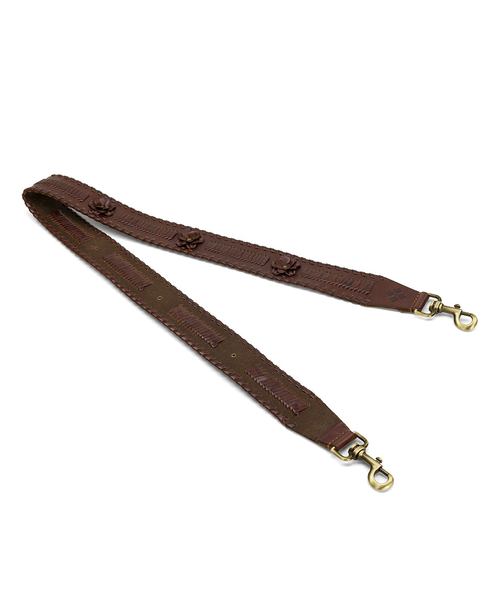 Female - Floral Branded Strap | Vintage Distressed  | Cognac - cognac - by Patricia Nash - View 1 of 4