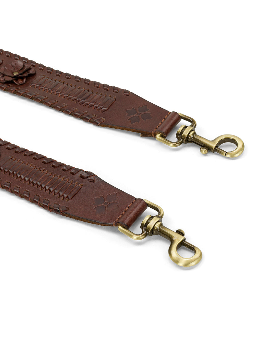 Female - Floral Branded Strap | Vintage Distressed  | Cognac - cognac - by Patricia Nash - View 3 of 4