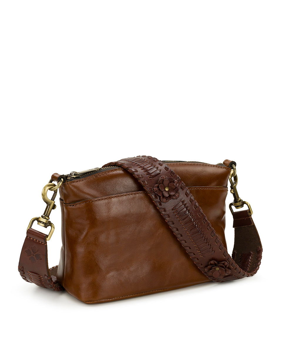 Female - Floral Branded Strap | Vintage Distressed  | Cognac - cognac - by Patricia Nash - View 4 of 4