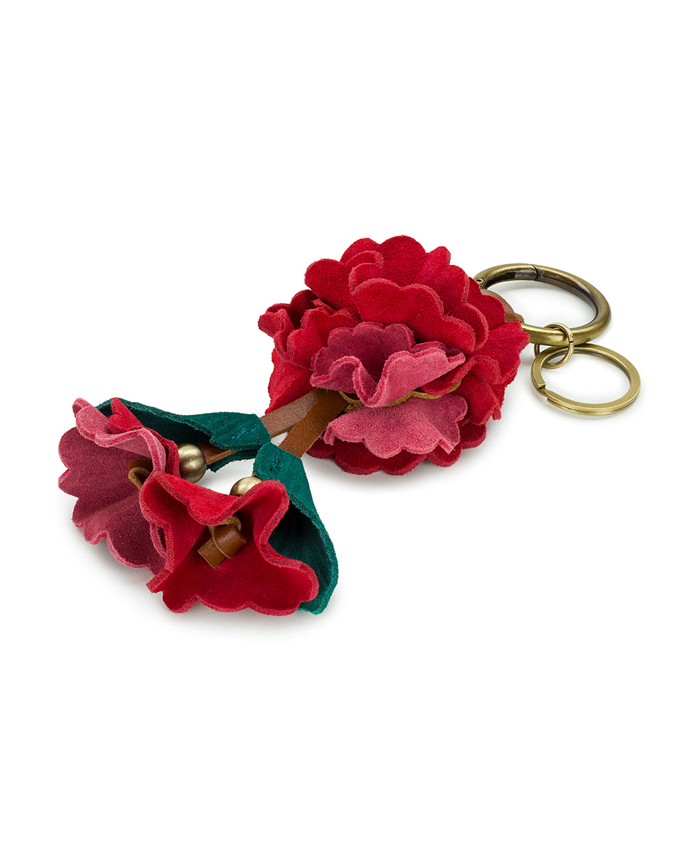 Female - Suede Hydrangea Bag Charm - petal pink/strawberry/spruce - by Patricia Nash - View 2 of 4