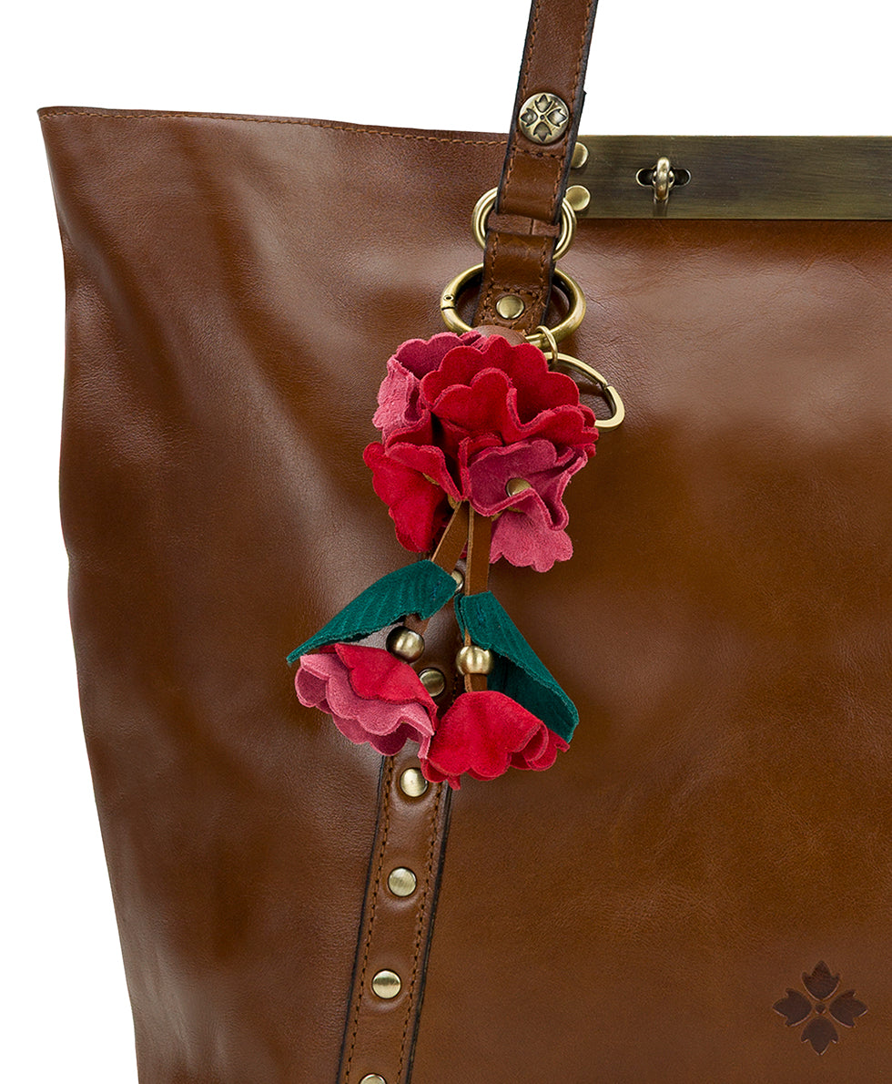 Female - Suede Hydrangea Bag Charm - petal pink/strawberry/spruce - by Patricia Nash - View 3 of 4