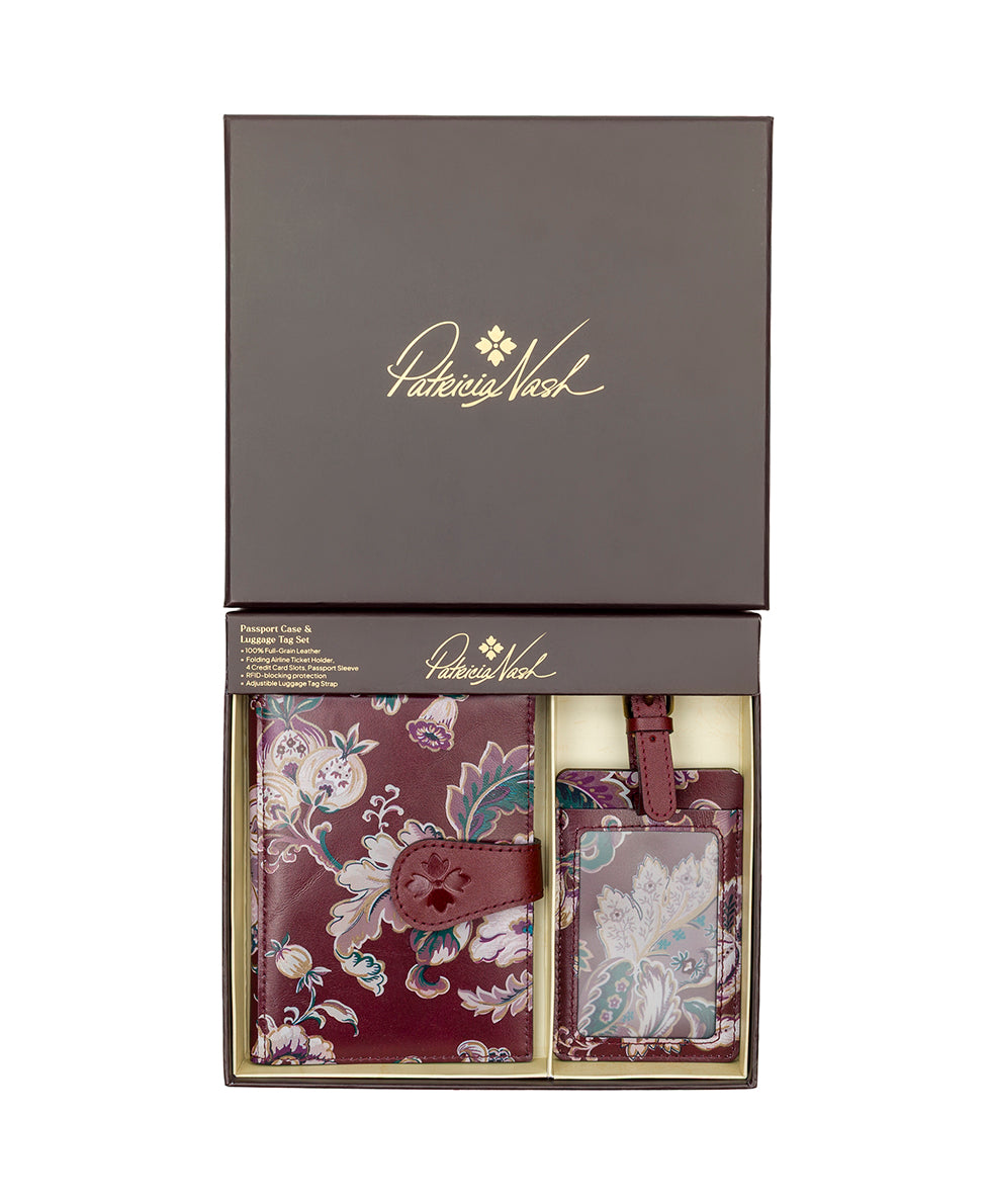 Female - Boxed Luggage Tag Set - European Floral Tapestry - european floral tapestry - by Patricia Nash - View 1 of 6