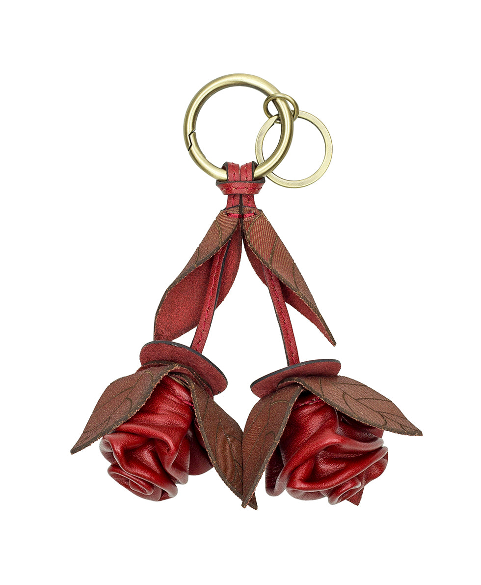 Laced Rose Bag Charm - Laser Lace Burnished - ruby red - by Patricia Nash - View 1 of 2