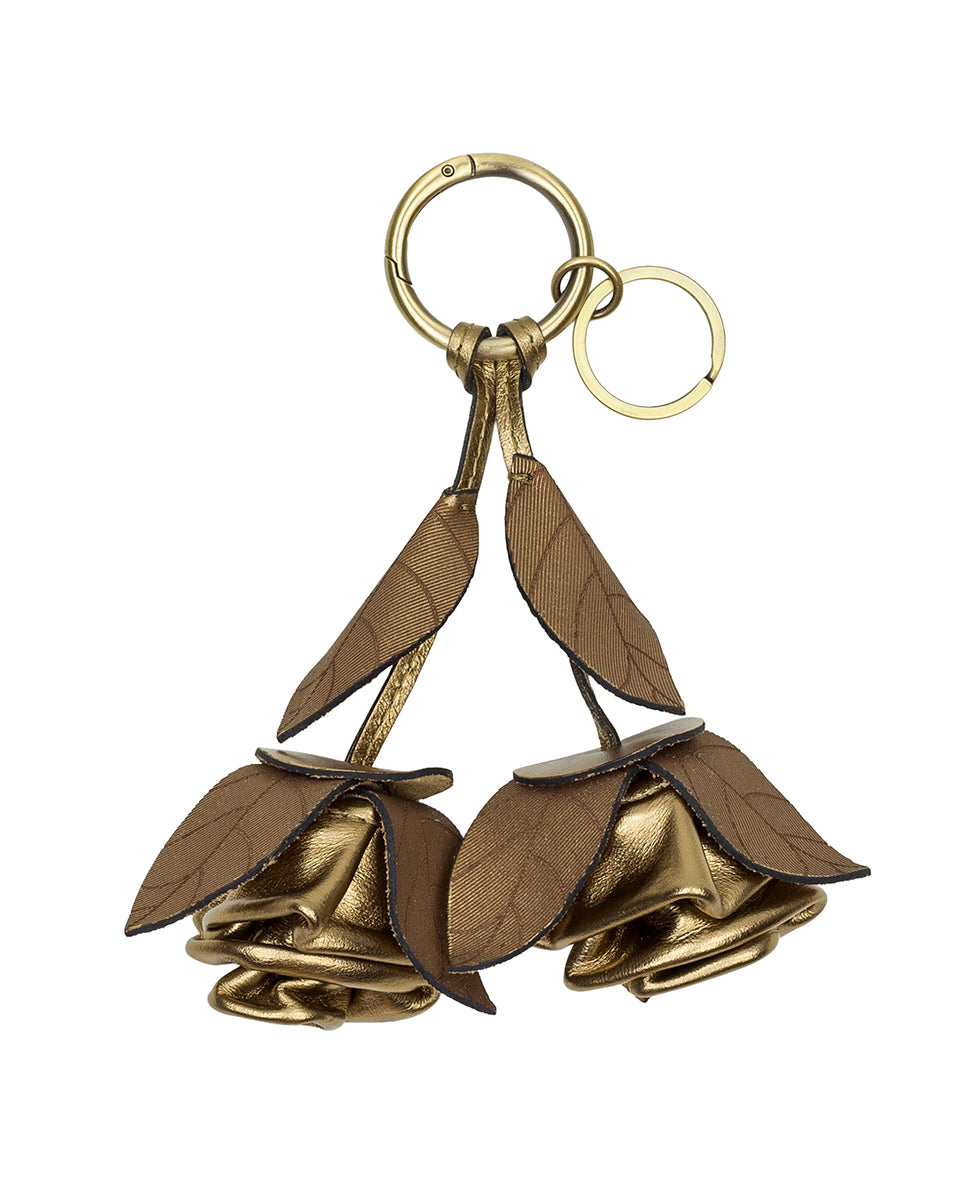Female - Laced Rose Bag Charm - Laser Lace Burnished - antique gold - by Patricia Nash - View 1 of 3