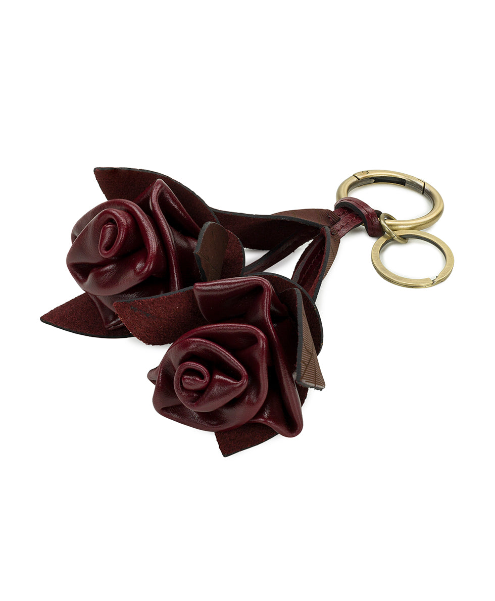 Female - Laced Rose Bag Charm - Laser Lace Burnished Leather - oxblood - by Patricia Nash - View 3 of 3